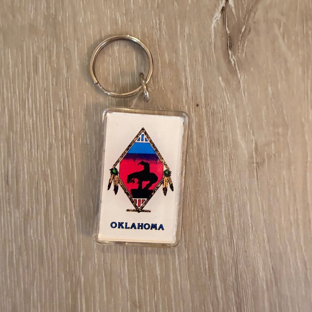 Vintage Oklahoma Souvenir Keychain Thermometer Travel Memorabilia Retro Acrylic